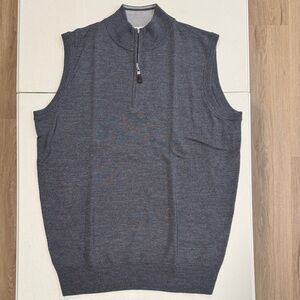 Peter Millar Men's Blue Zip-Up Sweater Vest
